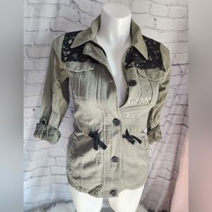 Sebby Collection Lace Trim Utility Jacket size M